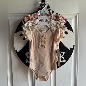 Nicole Miller New York Beige and Floral Bodysuit (3pk) 6-9mo
